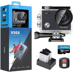 AKASO V50X - Action Camera 4K - Touchscreen - Waterdicht 40 m - 64GB - Grijs