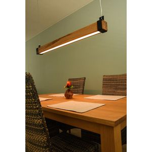 hanglamp - houten balklamp - Bright Light 125 - Eiken - Hoogte verstelbaal - LED - Bar - kookeiland - Tafel - Kantoor