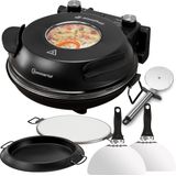 Sommertal PizzaProfi Elektrische Pizzaoven - Pizzaoven met 39cm of 32cm Steenplaat, Snelle 3-Minuten Pizza, tot 400°C - 5-delige set met Paninzet, 2x Pizzaschuiver, Snijder, Pizzasteen