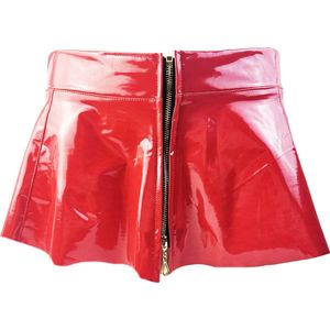 BamBella® - Datex mini Rok - Maat M/L - kousen Rood Rollenspel sm dames sexy Glans kleding mix van Latex en stof
