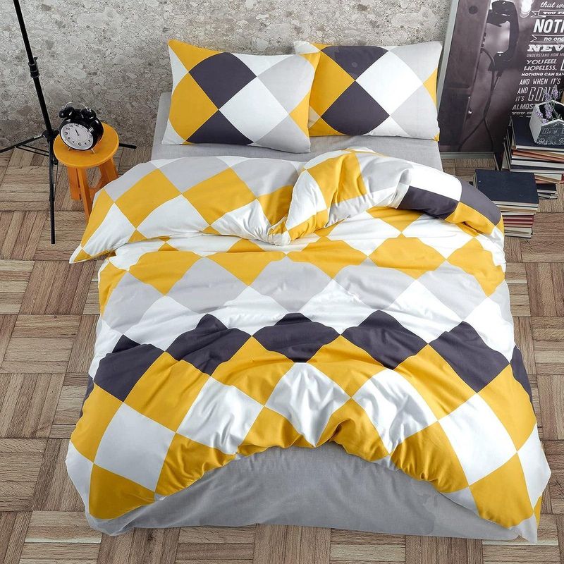 Vency - Quattro-model - Beddengoed - Geel - 135 x 200 cm - 4-delig - Oeko-Tex 80% Katoen en 20% Polyester