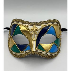 Venetiaans masker handgemaakt - masker voor mannen - Gala masker gedecoreerd met prachtige kleuren en gouden trim - Masquerade masker voor mannen.