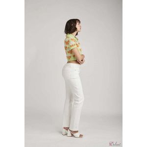 Broek Toxik3 hoge taille straight white jeans H2613-1