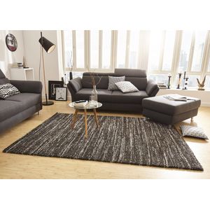 Flycarpets Hoogpolig Vloerkleed - Nomadic Chic - Donkergrijs / Antraciet - Woonkamer Tapijt - 200x290 cm