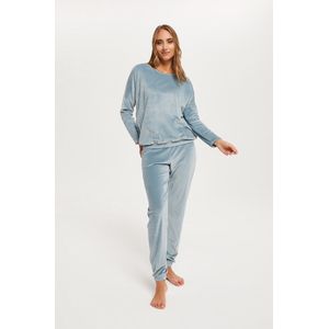 Italian Fashion Juga| hoogwaardig huispak | Velours Pyjama Dames | Lange Mouw Lange Broek | Licht blauw | XXL