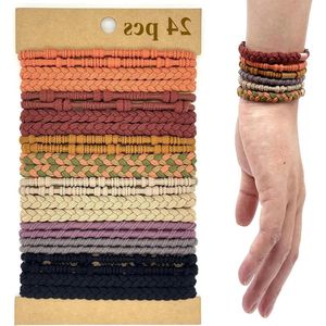 Boho-armbanden en Elastische Haarelastiekjes - 24 Stuks
