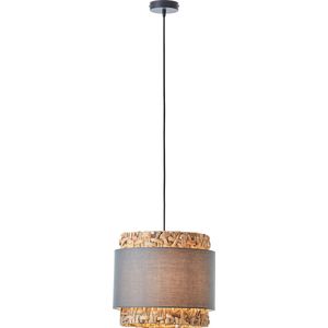 Brilliant Waterlilly hanglamp 1-vlammig grijs/beige, textiel/waterhyacint/metaal, 1x A60, E27, 60 W