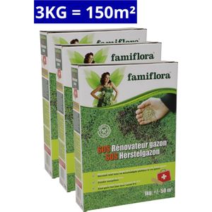 Famiflora herstelgazon SOS 3Kg: +/- 150m² - Voor bijzaaien en herstellen van een bestaand gazon