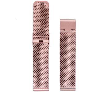 Milanese Mesh Grof Geweven Horlogebandje Roestvrij Staal + opening tool - Roze 24mm