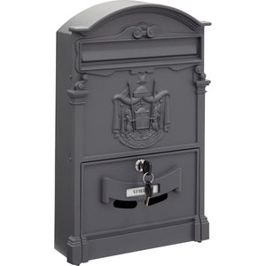 Brievenbus van Gegoten Aluminium – 42 x 26 x 9 cm – Weerbestendige Wandbrievenbus – Grafietgrijs