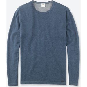 OLYMP Level 5 body fit trui katoen - O-hals - jeansblauw - Maat: S