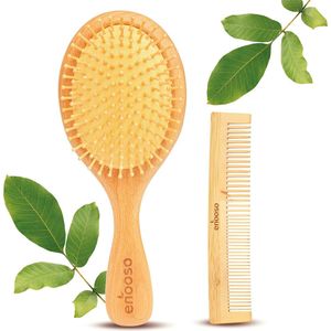Natuurlijke bamboe borstel en kam - hoofdhuidmassage - 2 stuks - bamboe