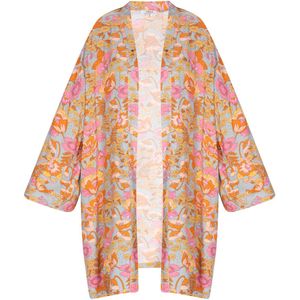 usha - FESTIVAL - Kimono - Geel - Stone Grey - Oranje - Pink
