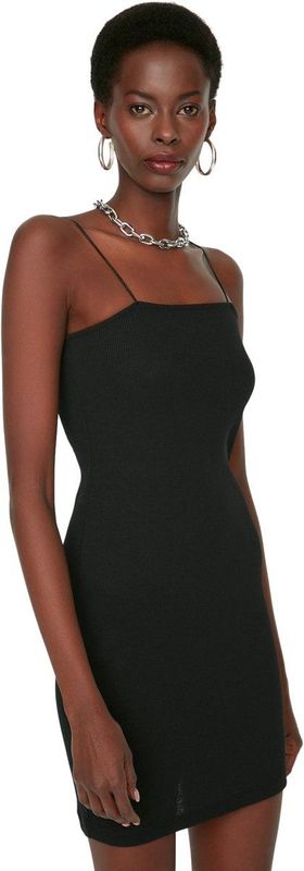Trendyol Dames Border Bodycon mini gebreide jurk jurk, zwart, extra klein