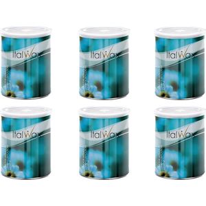 ItalWax Azulene Warme Wax 6 x 800 ml - Professionele Wax voor Harsen - 6 Blikken in Doos