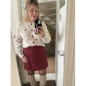 Hill Fashion - Vest - Viva - Beige, rood - Maat one-size