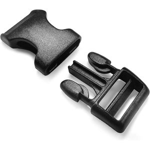 Kunststof kliksluiting 5-delige set, extreem stabiel, 1 inch clipsluiting, steeksluiting voor hondenhalsbanden en rugzak - zwart