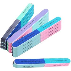 Inovra - Set van 10 herbruikbare nagelvijlen en bufferblokken voor manicure en pedicure met 7-weg kleurrijk design