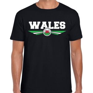 Wales landen t-shirt zwart heren - Wales landen shirt / kleding - EK / WK / Olympische spelen outfit S