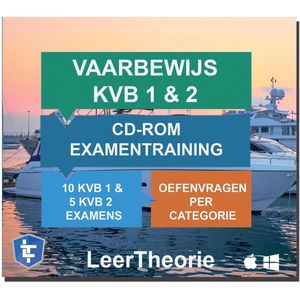 Vaarbewijs 1 en 2 – CD-ROM Pleziervaartbewijs Examentraining – 10 examens KVB 1 + 5 examens KVB 2 - Ontworpen voor het CBR KVB 1 en 2 Examen