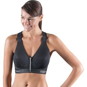 Zsport sport bh met voorsluiting - model: Silver - kleur Zwart - 100B