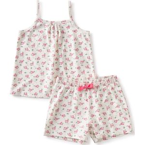 Little Label Pyjama Meisjes Maat 158-164/14Y - roze, wit - Bloemetjes - Shortama - Zachte BIO Katoen