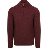 Suitable Half Zip Trui Donnegal Tweed Eco Wool Bordeaux - Maat M - Heren - Schipperstrui - Schipperstrui met rits - Volwassen mannen