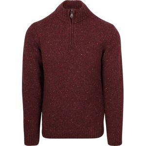 Suitable Half Zip Trui Donnegal Tweed Eco Wool Bordeaux - Maat M - Heren - Schipperstrui - Schipperstrui met rits - Volwassen mannen