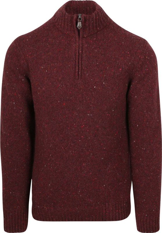 Suitable Half Zip Trui Donnegal Tweed Eco Wool Bordeaux - Maat M - Heren - Schipperstrui - Schipperstrui met rits - Volwassen mannen