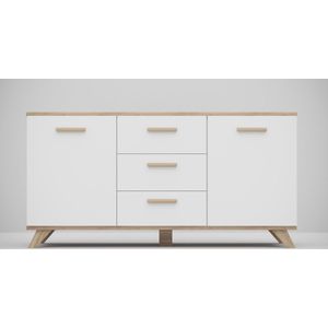 Meubel Square - Dressoir SINDI - Wit - Eiken - 150cm - Scandinavische stijl - Commode - Kast