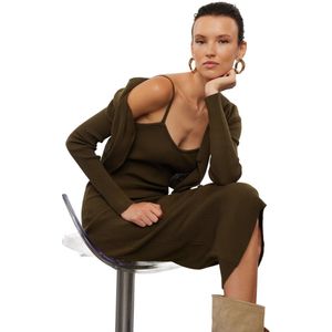 Trendyol Roze Getailleerd Midi-Gebreid Vest-Jurkpak Twoss21El0208