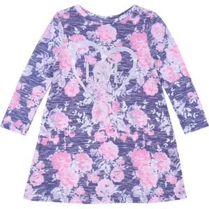 Marineblauwe en roze bloemenjurk, liefde