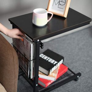 Laptop Tafel, Bijzettafel, In hoogte verstelbare tafel met wielen, 48 cm x 30 cm, PC Tafel, Notitieboekje, Sofa Tafel, Bijzettafel voor Koffie/Snack/Opbergruimte, Bijzettafel voor Thuis.