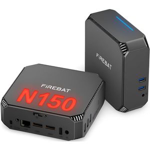 Firebat AK2 Plus - Windows 11 Pro Mini PC - Intel 14e generatie processor N150 (tot 3.60 GHz) - 16 GB RAM - 512 GB SSD - 4K Dual Display - 120 Hz