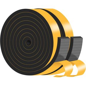 2 stuks - 1M Deur Weerstrip - Afdichtingsstrip - Tochtstrip - Hoge Dichtheid CR Schuim Isolatie Tape - Waterdicht、Geluiddicht、Koude、Isolatie - voor Deur, Voordeur Kozijn, Ramen, Schuifdeur (Zwart, 20 x 8 MM)