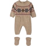 Vertbaudet 2-delige babyset met tricot babypakje + sokken in thema Kerst
