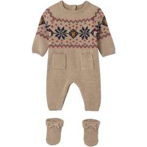 Vertbaudet 2-delige babyset met tricot babypakje + sokken in thema Kerst