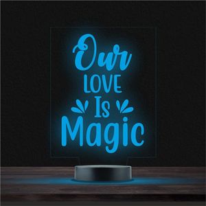 Led Lamp Met Gravering - RGB 7 Kleuren - Our Love Is Magic