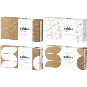 Satino PureSoft Cosmetische Tissues Platte Box | 40 doosjes x 100 vel | 211660 | 2 laags