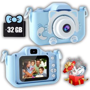 Jor Quality -Digitale Kindercamera - HD 1080p - 32GB Inclusief Micro SD Kaart - Vlog Camera voor Kinderen - Blauw