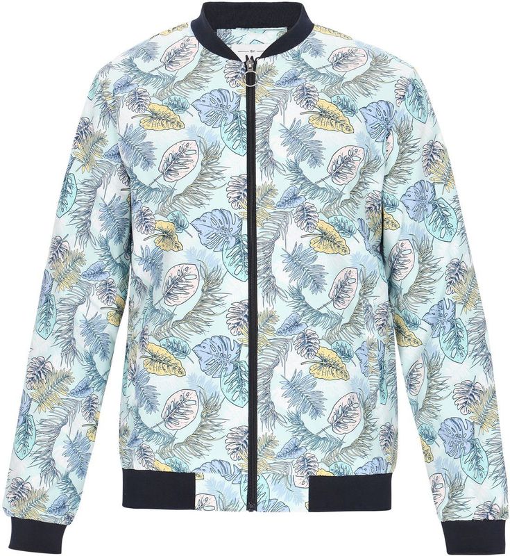 MO - Tussenjas - Turquoise - Blouson - Licht Gevoerd - Bloemenprint