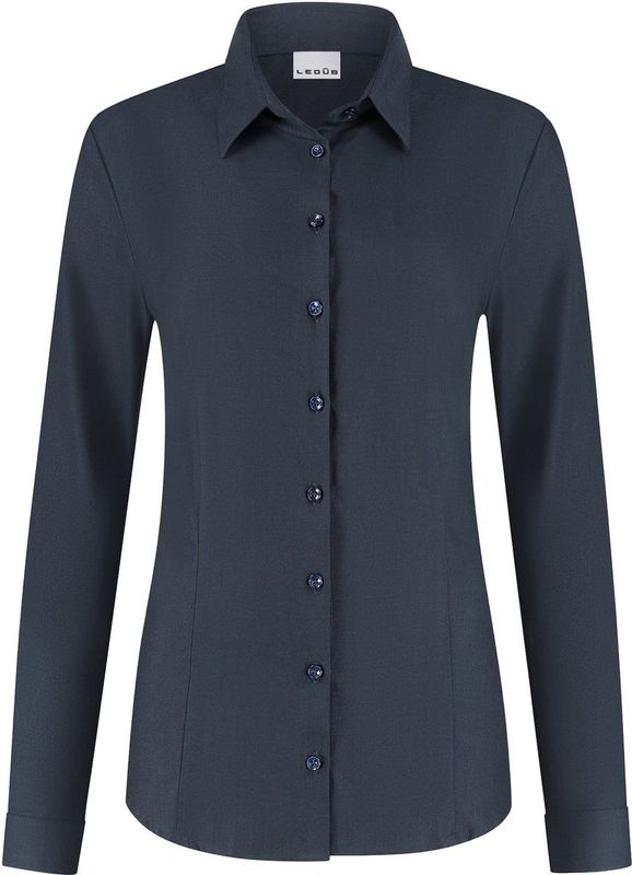 Ledûb damesblouse donkerblauw stretch