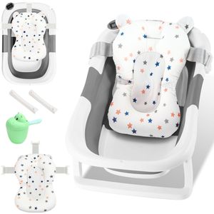 Opvouwbaar Baby Bad - Babybadje met Digitale Thermometer - Kinderbad - Incl Badkussen - Grijs