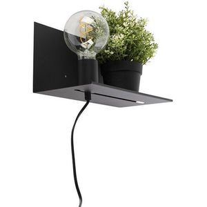 QAZQA Muro - Moderne Wandlamp met Schakelaar Voor Binnen - 1 Lichts - D 15 cm - Zwart