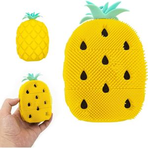 Siliconen lichaamsborstel badborstel met massagefunctie - ananasvormig - baddouche bodywash en shampooborstel - peeling en massage spons - schuimt goed - eenvoudig te reinigen