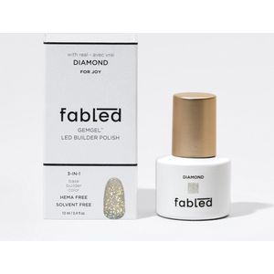 FABLED® Diamond Gemgel™ 3-in-1 Gellak – Base, Builder & Kleur – Gelnagellak met Echte Diamant – Vegan & HEMA-vrije LED/UV Nagellak – Langhoudend & Versterkend – 12 ml