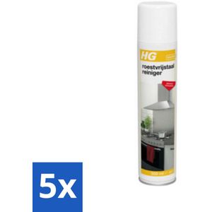5 x HG Roestvrijstaal Reiniger 300 ml - Roestvrij Staal Reiniger - Edelstahl Reiniger - Streeploos Reinigen - Vet Verwijderen - Vuil Verwijderen