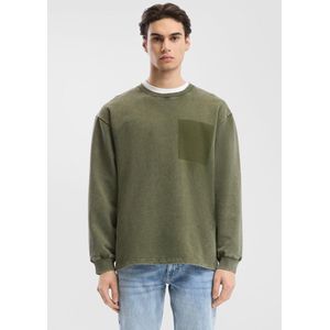 QS - Sweatshirt - Kaki - Lange Mouw - Ronde Hals - Color-Blocking