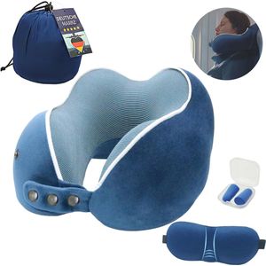 ApexArte® Nekkussen Vliegtuig - Reiskussen Auto - Traagschuim - Blauw