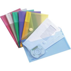 Djois Color Collection enveloptas - 250x135mm - PP - assorti - 100% gerecycled - pak 6 stuks